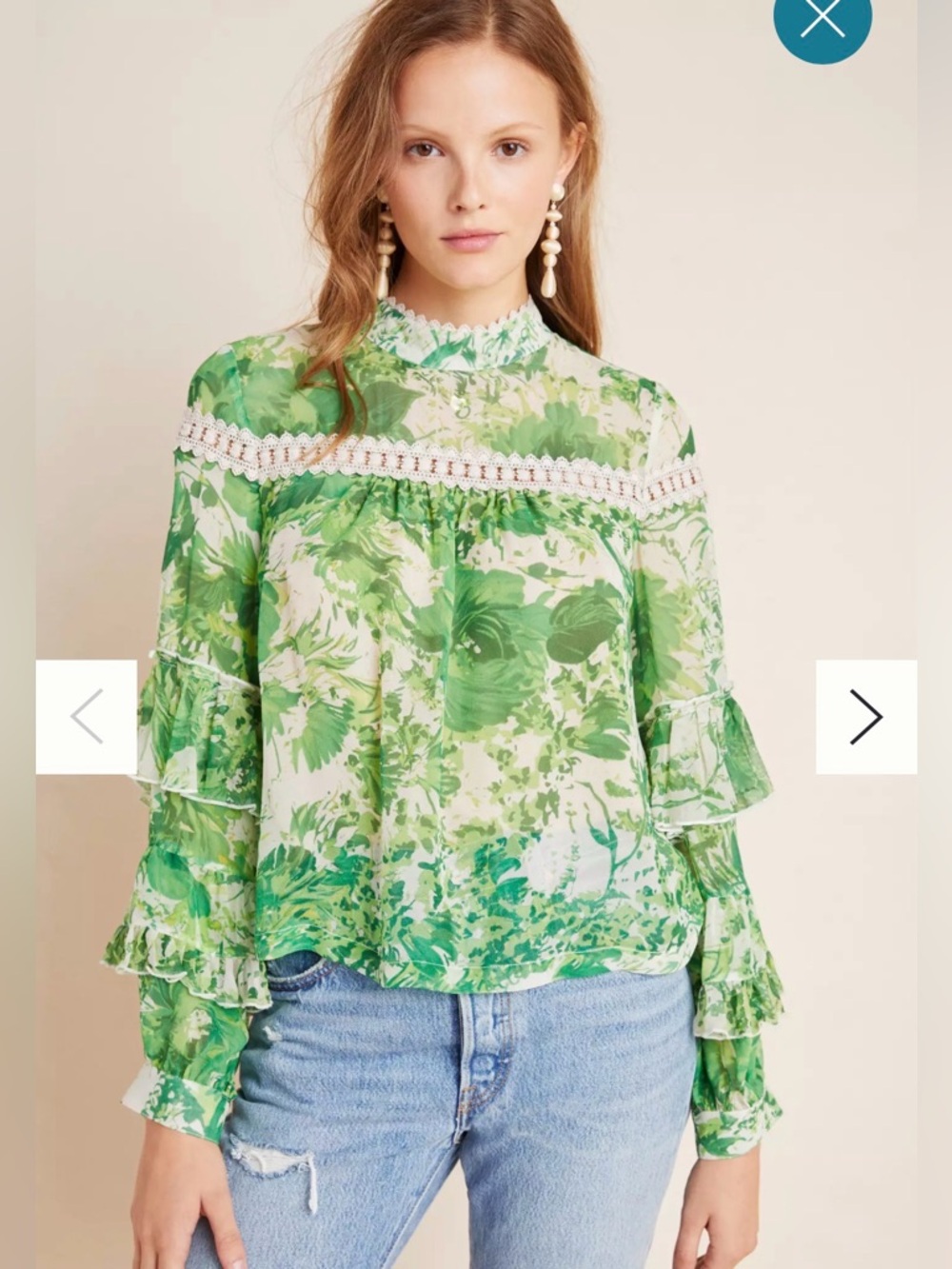 MSRP $260 Anthro Sleeved Silk Peasant Blouse